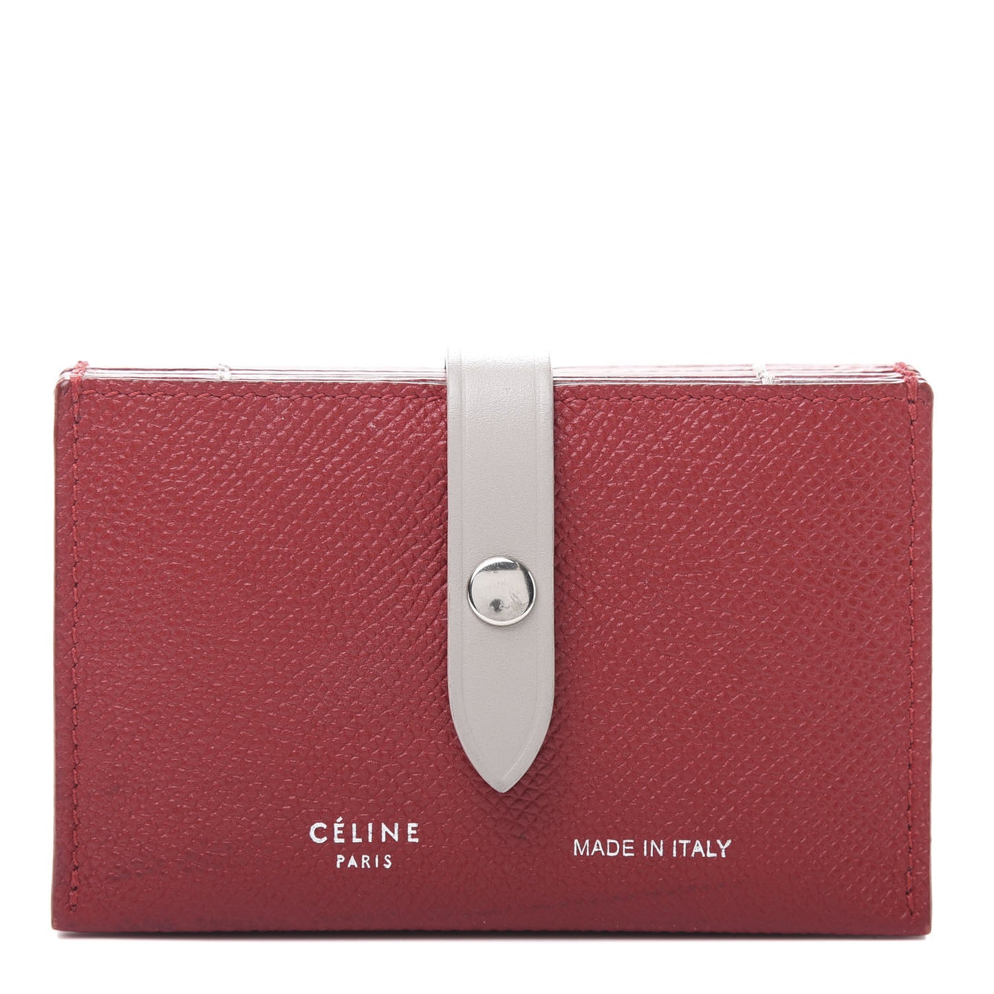 Grained Shiny Calfskin Accordion Card Holder Scarlet