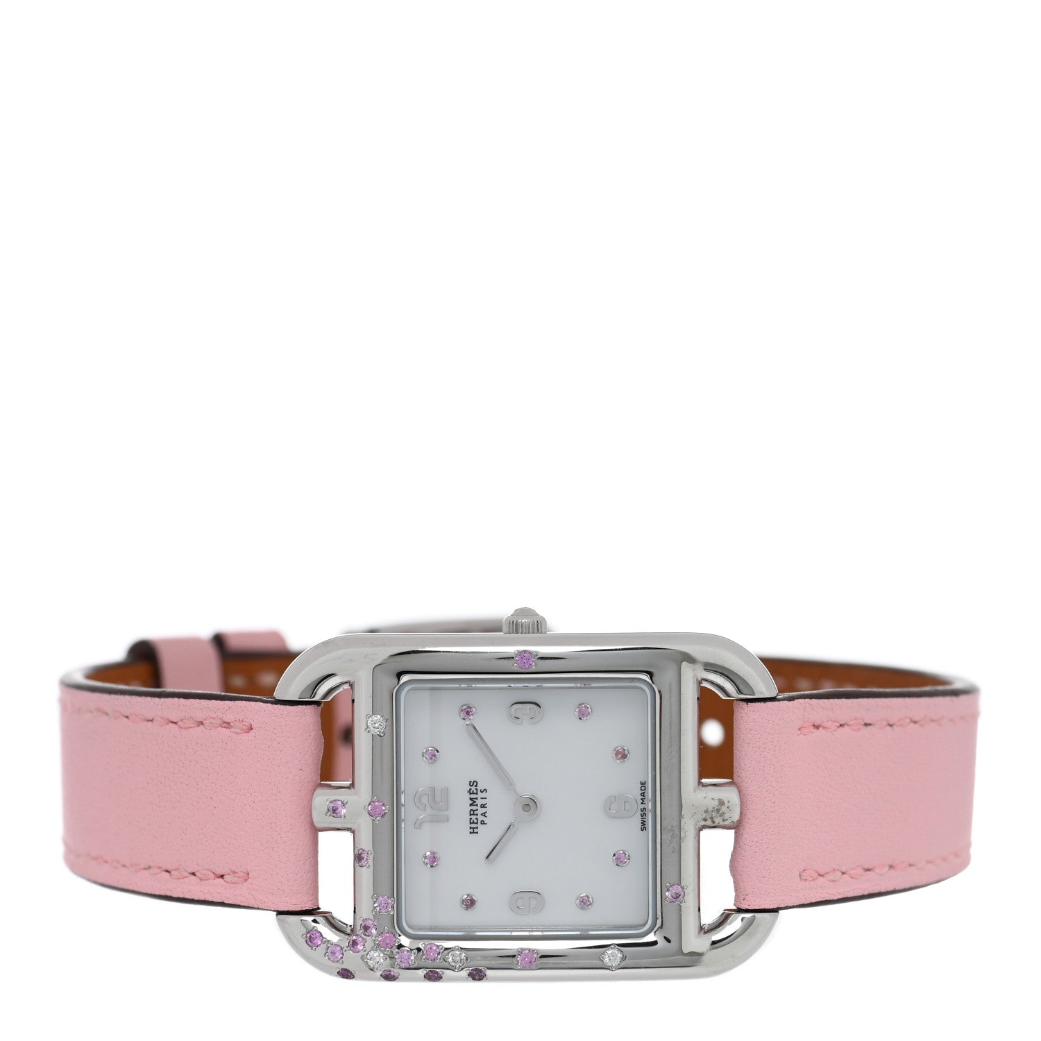 エルメス Hermes Stainless Steel Swift Diamond Pink Sapphire Mother of