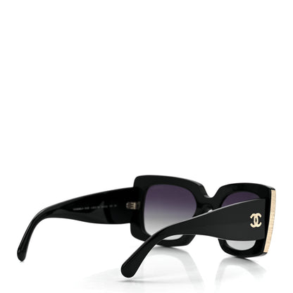 Chanel Acetate Rectangle Sunglasses 5435 Black 4 of 8