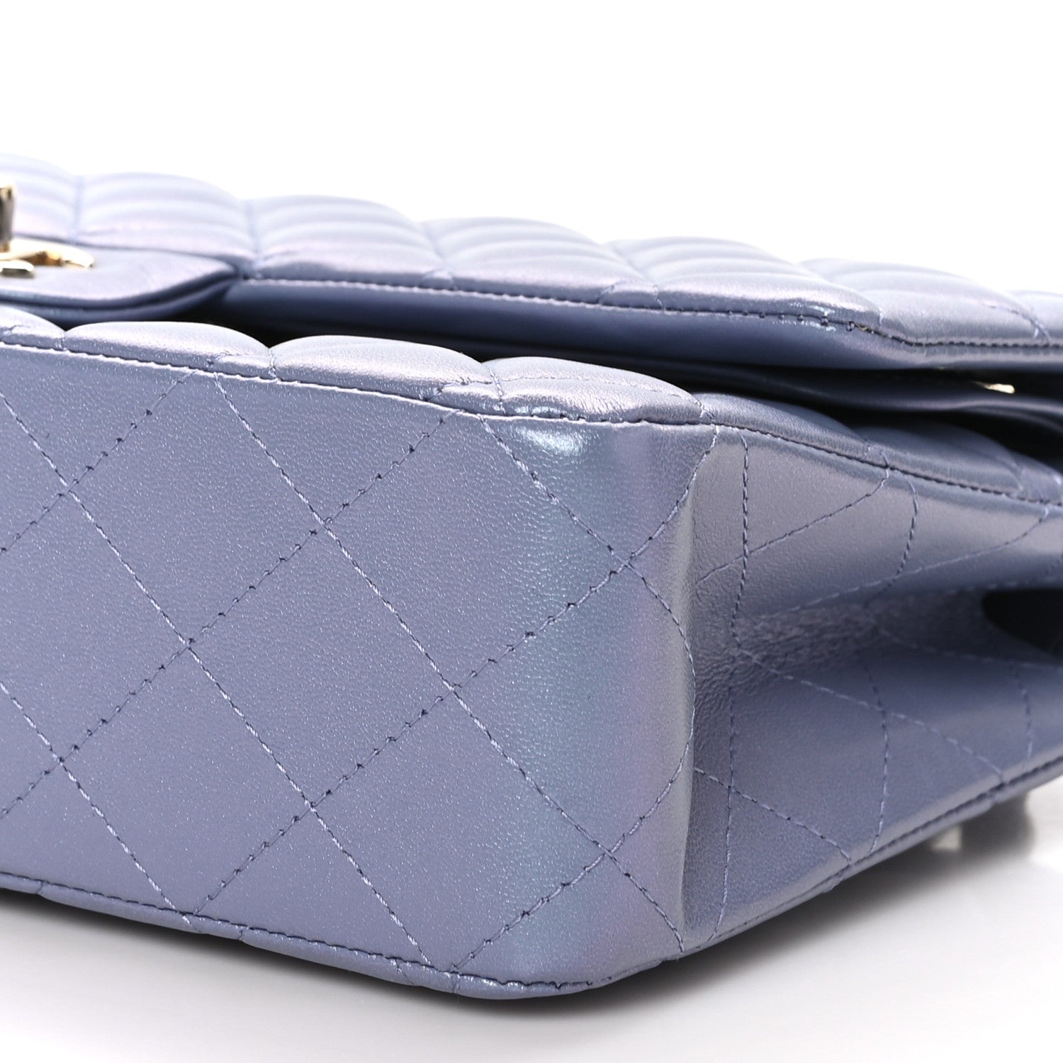 Chanel Iridescent Lambskin Quilted Medium Double Flap Light Purple 10 of 11