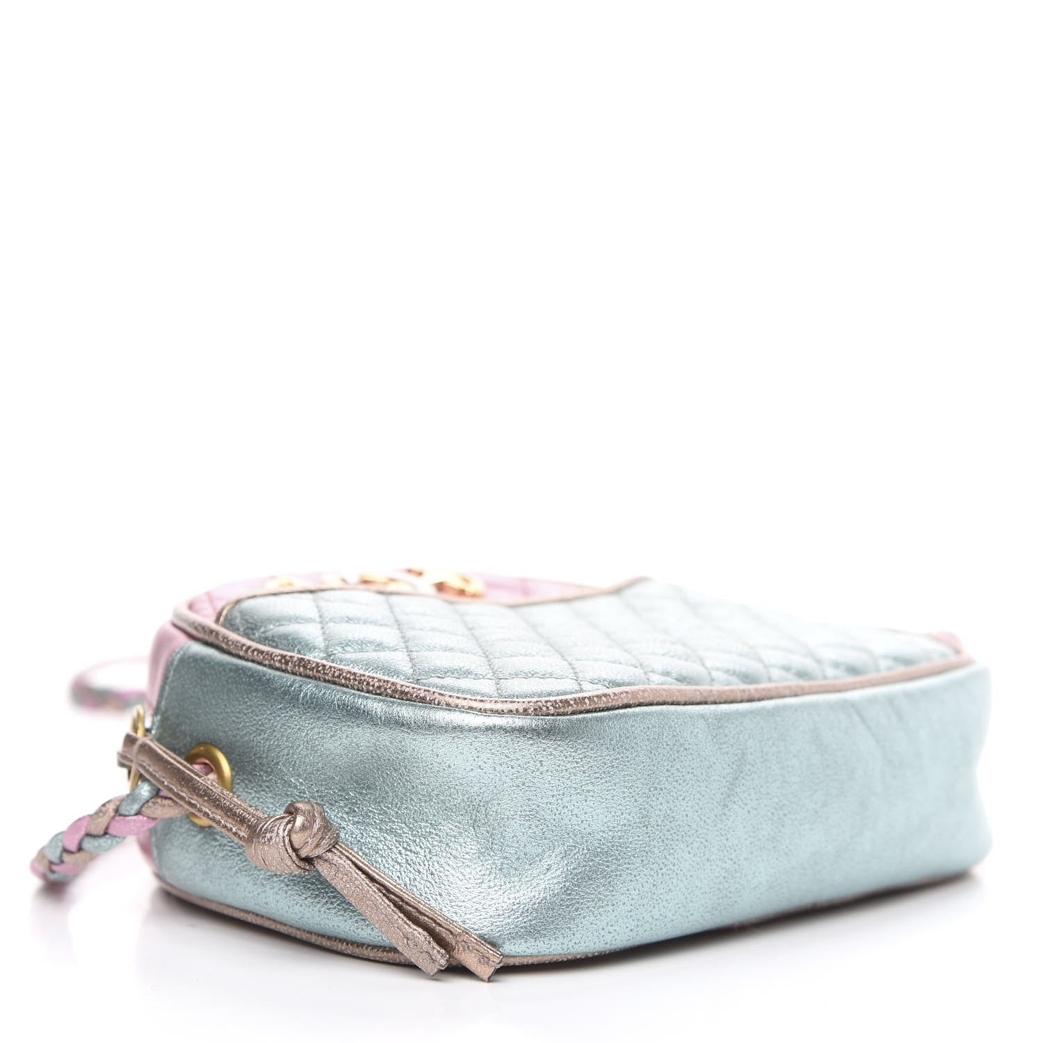 Gucci Laminated Nappa Trapuntata Mini Zumi Dome Shoulder Bag Rosa Lago Rame 3 of 10
