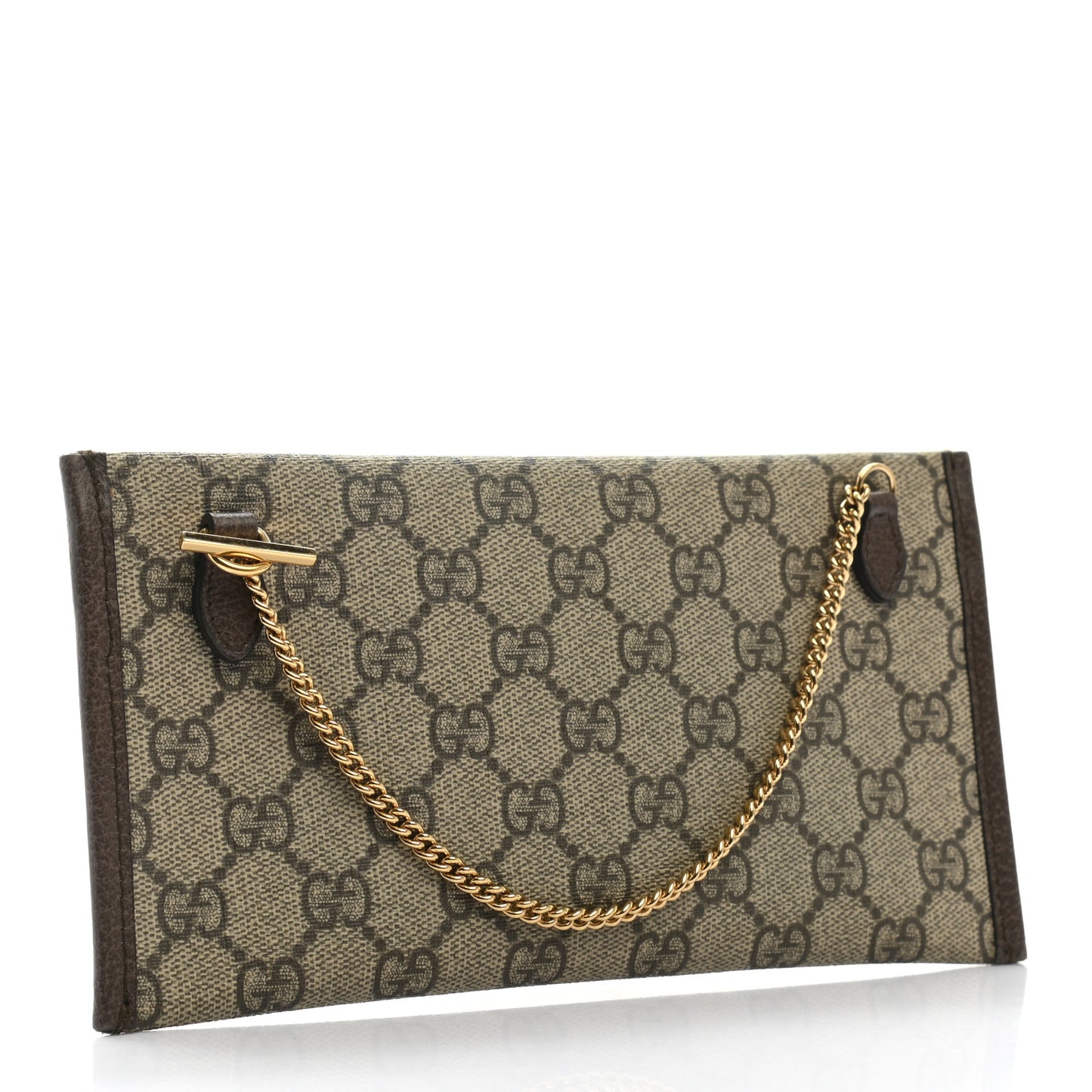 GG Supreme Monogram Large Rajah Chain Clutch Brown