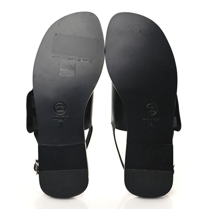 Chanel Goatskin CC Sandals 36 Black 5 of 8