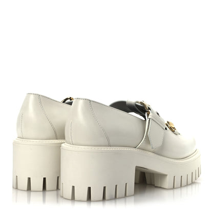 Gucci Cordovan Lux Womens Horsebit Platform Mary Jane Loafers 38.5 Off White 5 of 12