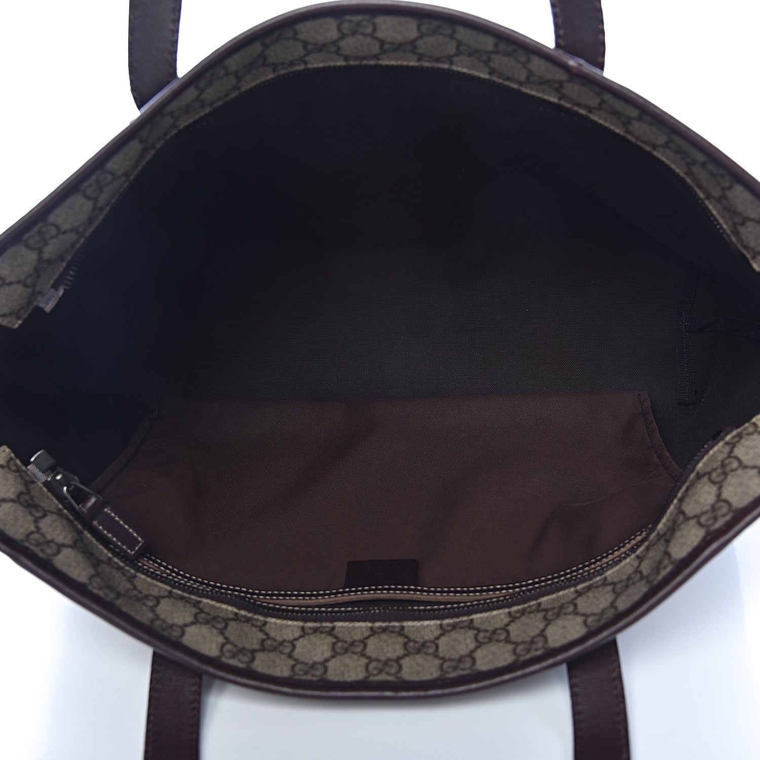 Gucci GG Supreme Monogram Medium Zippered Shopping Tote Dark Brown 5 of 10