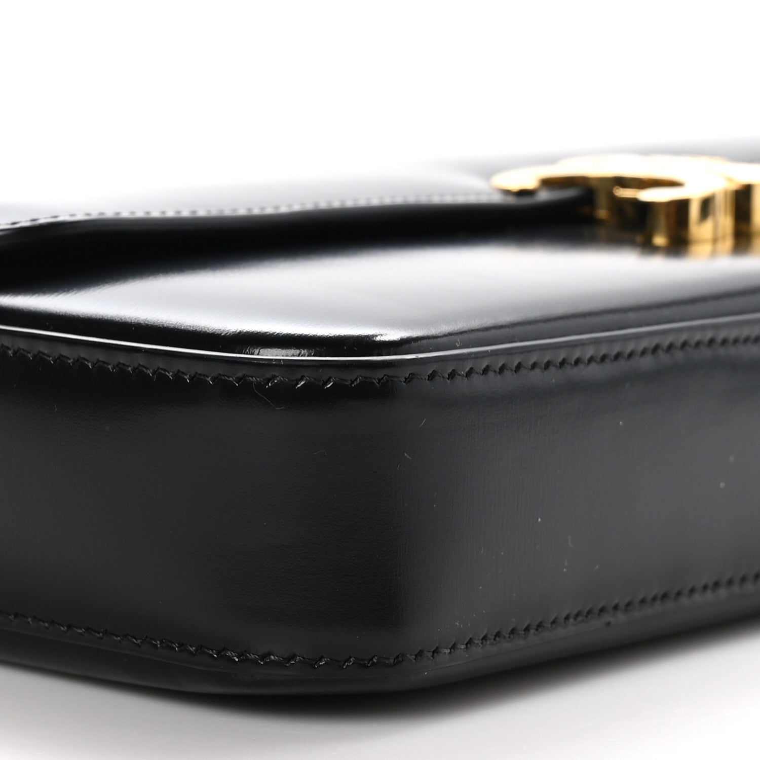 Celine Shiny Calfskin Triomphe Chain Shoulder Bag Black 9 of 10