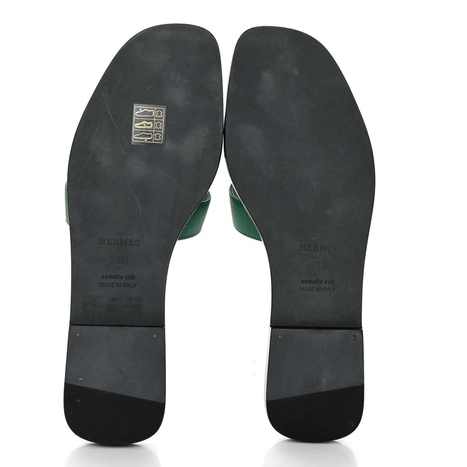 Hermes Epsom Oran Sandals 39.5 Vert Emeraude 5 of 9