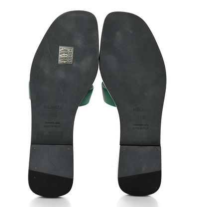 Hermes Epsom Oran Sandals 39.5 Vert Emeraude 5 of 9