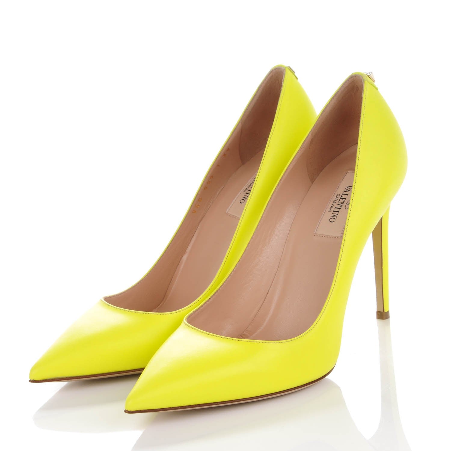 Valentino Garavani Matte Calfskin Rockstud New Plain 100mm Pumps 39 Yellow 3 of 9