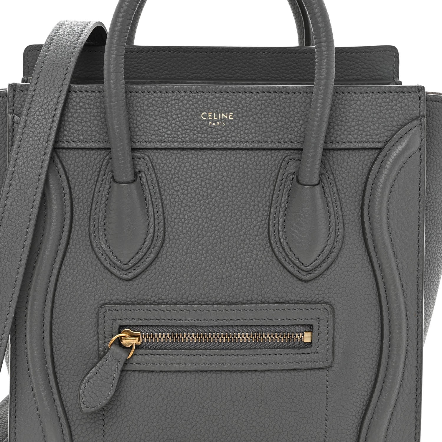 Celine Drummed Calfskin Nano Luggage Kohl 8 of 10