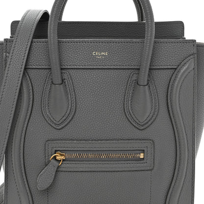 Celine Drummed Calfskin Nano Luggage Kohl 8 of 10