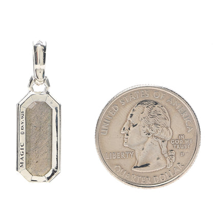 David Yurman Sterling Silver Labradorite Emerald Cut Amulet Enhancer Pendant 2 of 3