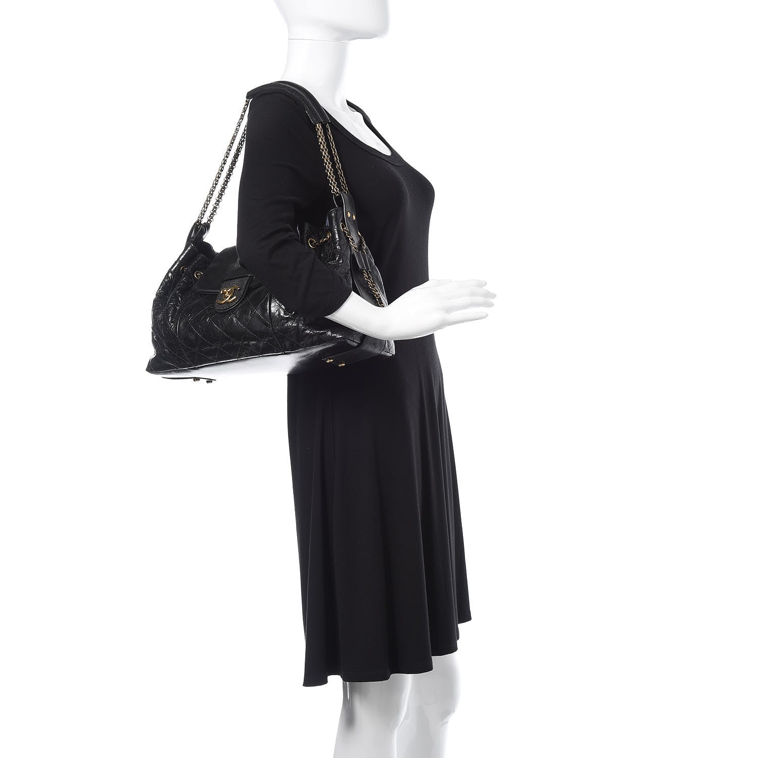 Chanel Glazed Calfskin Stingray Bindi CC Accordion Tote Black 2 of 12