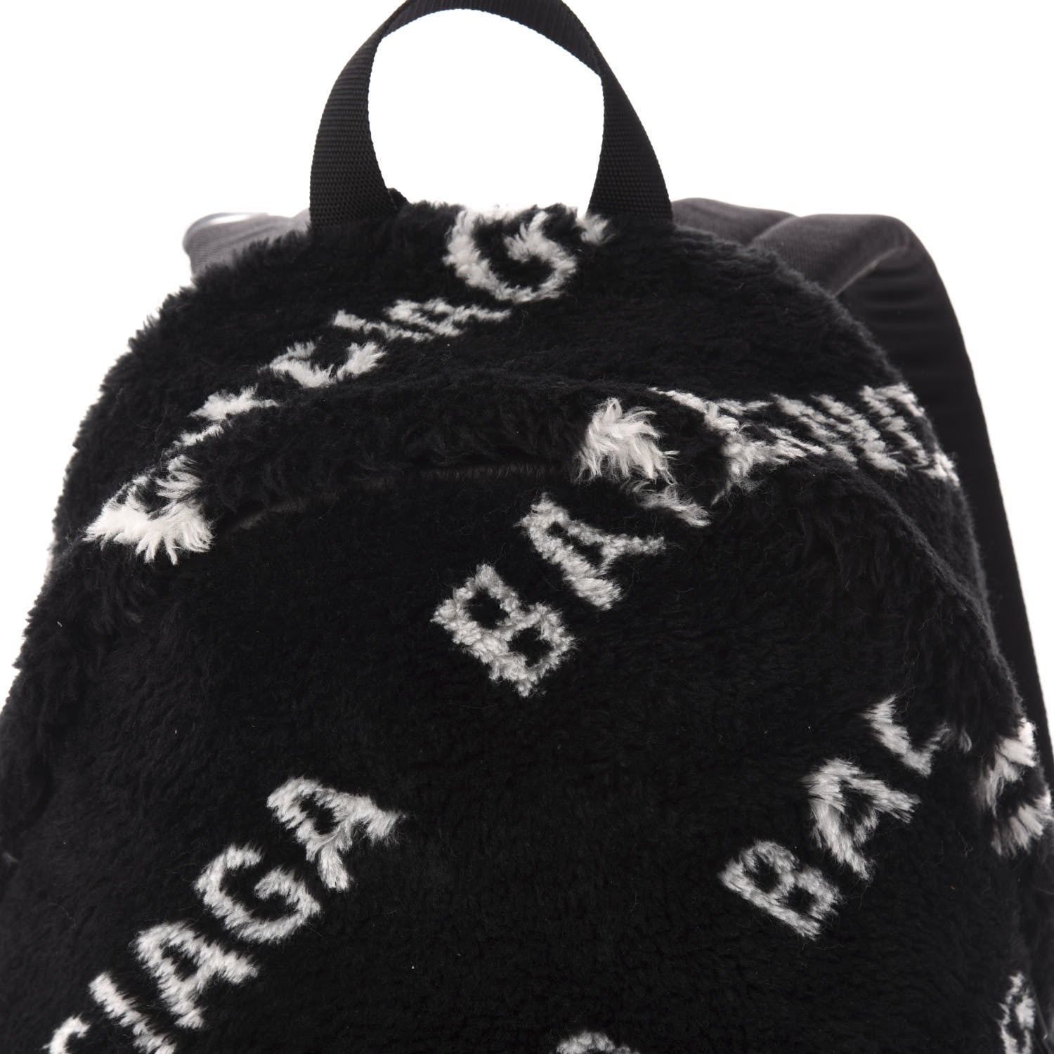 Balenciaga Faux Fur Diagonal Logo Small Everyday Backpack Black White 9 of 9