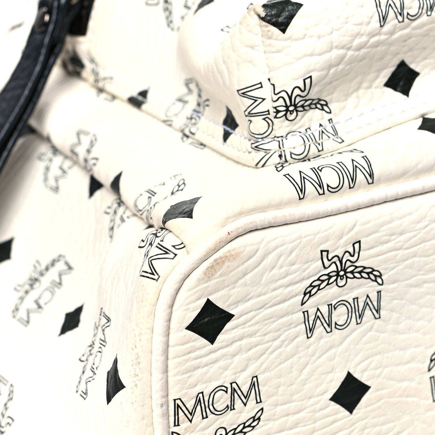 MCM Visetos Crown Stud Medium Stark Backpack White 9 of 15