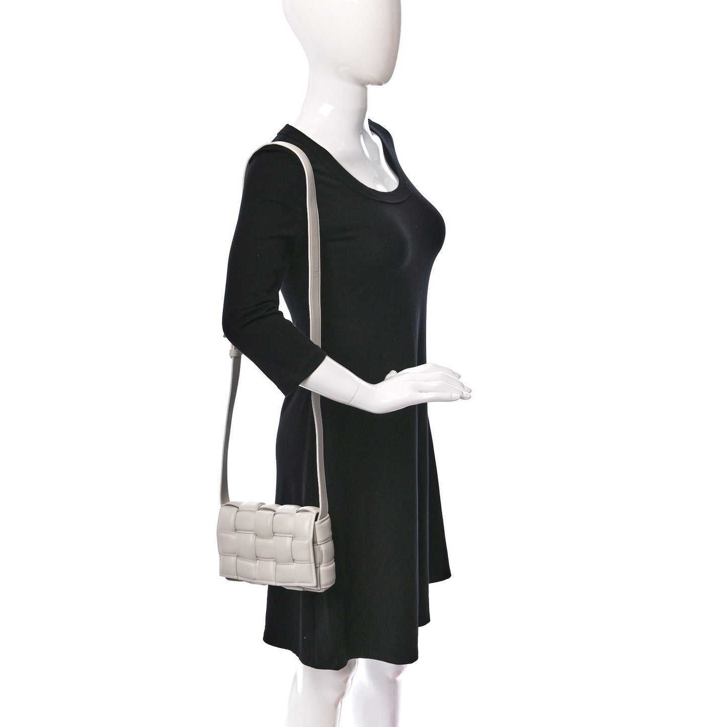 Nappa Maxi Intreccio Small Padded Cassette Crossbody Bag White