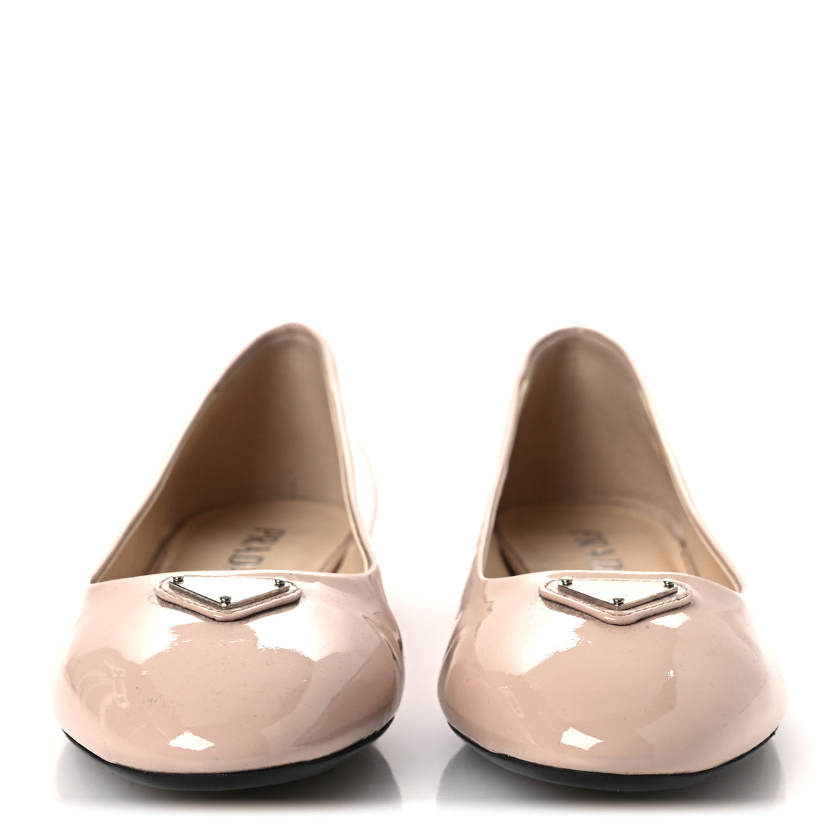 Prada Patent Triangle Ballerina Flats 37.5 Cipria 3 of 11