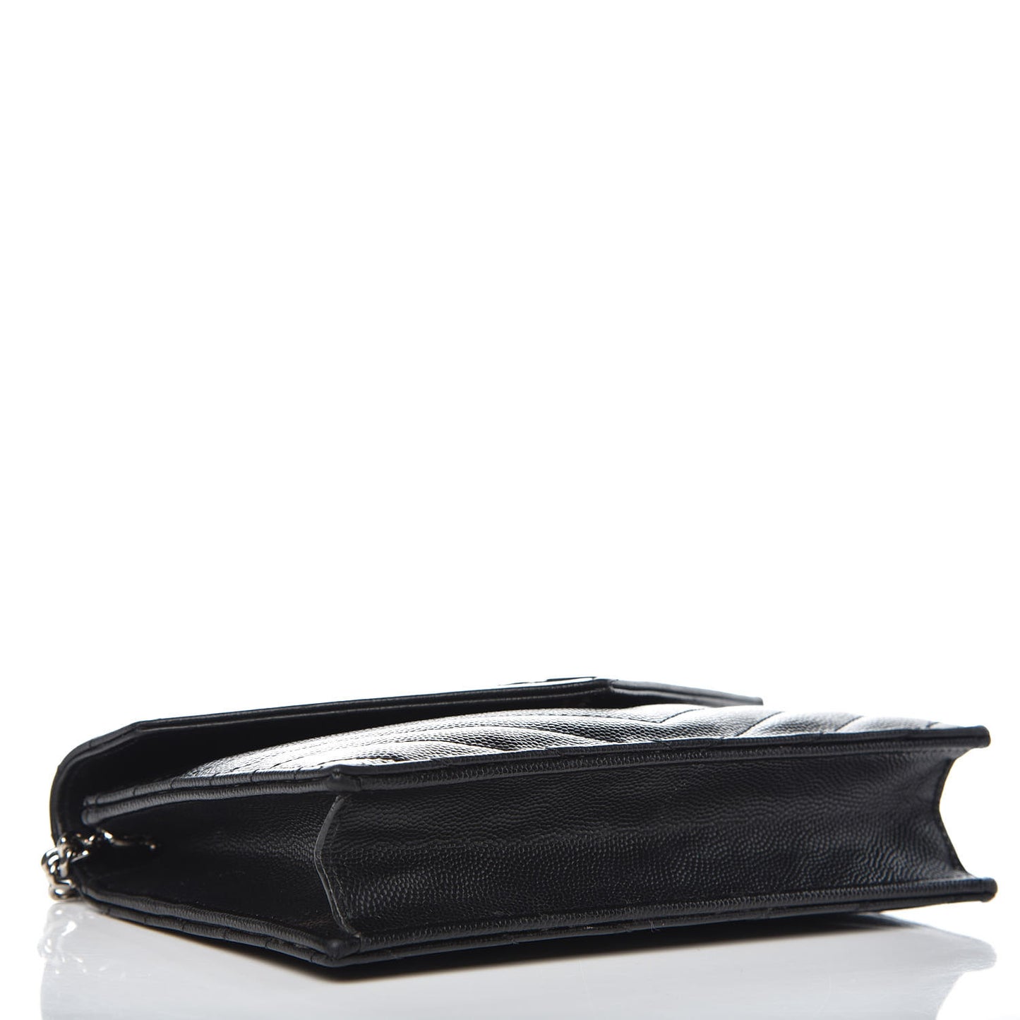 Grain De Poudre Matelasse Chevron Monogram Envelope Chain Wallet Black