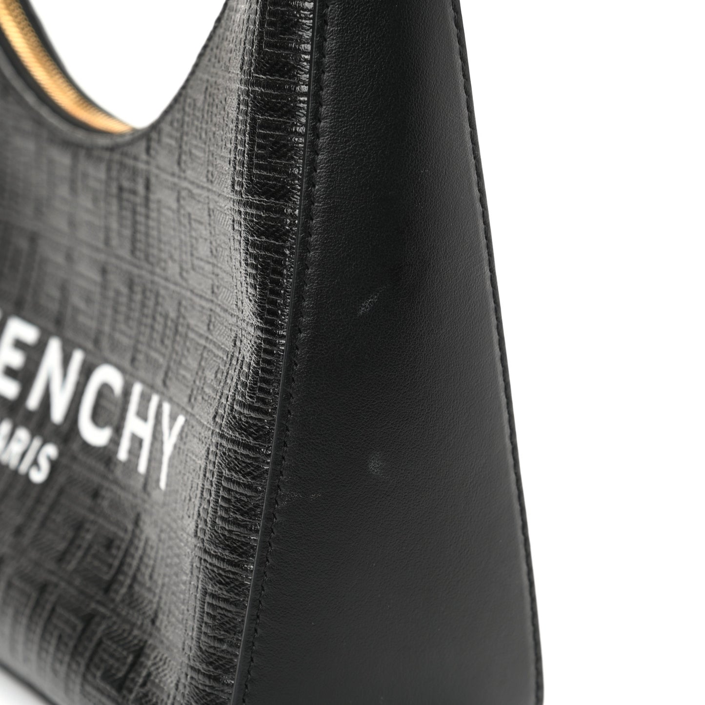 Coated Canvas Logo 4G Embossed Small Moon Cut Out Shoulder Bag Black