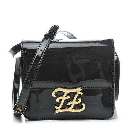 Fendi Vitello Vernice Mou Karligraphy Crossbody Bag Black 1 of 13