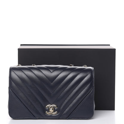 Chanel Calfskin Chevron Quilted Mini Statement Flap Navy Blue 10 of 10