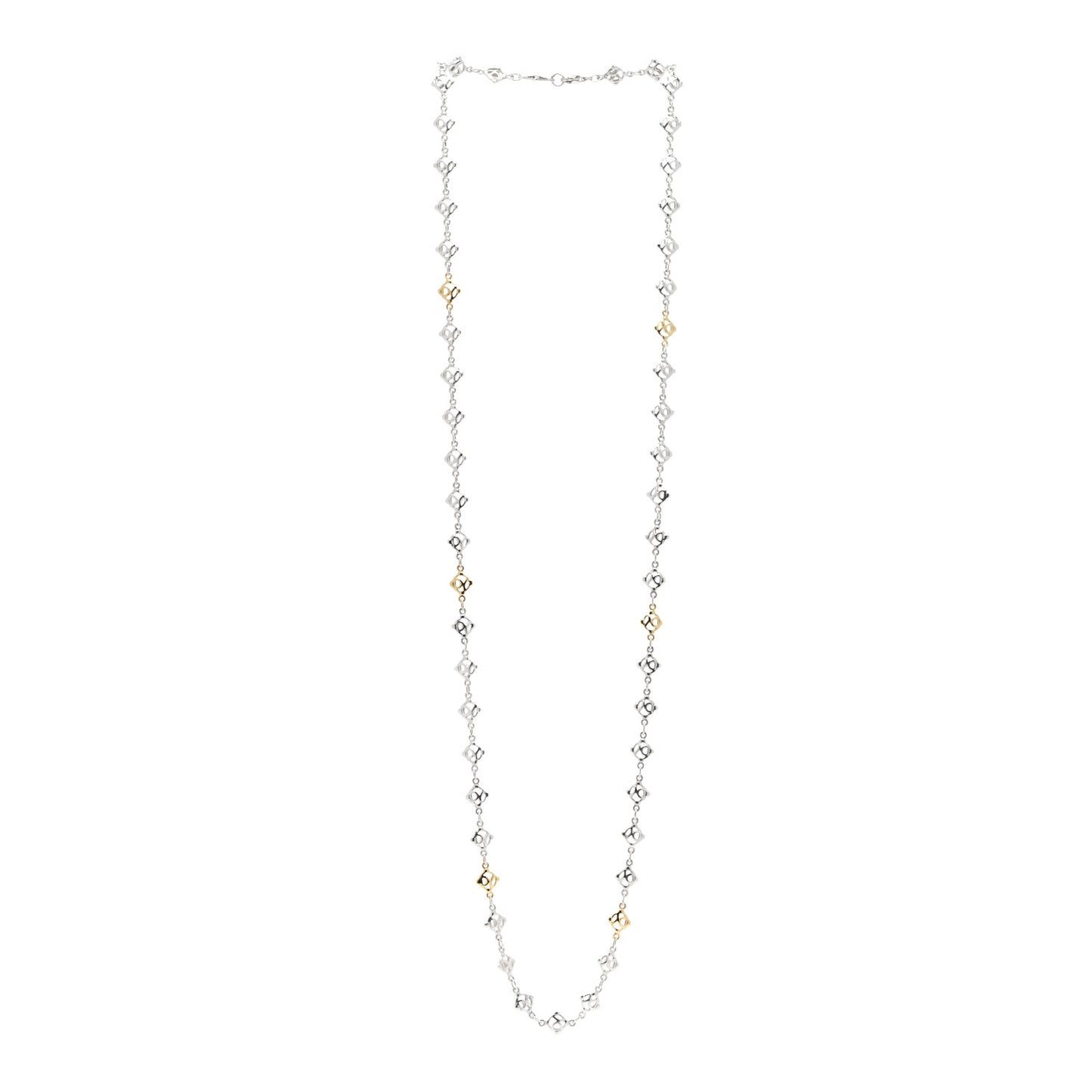 Sterling Silver 18K Yellow Gold Logo Chain Necklace