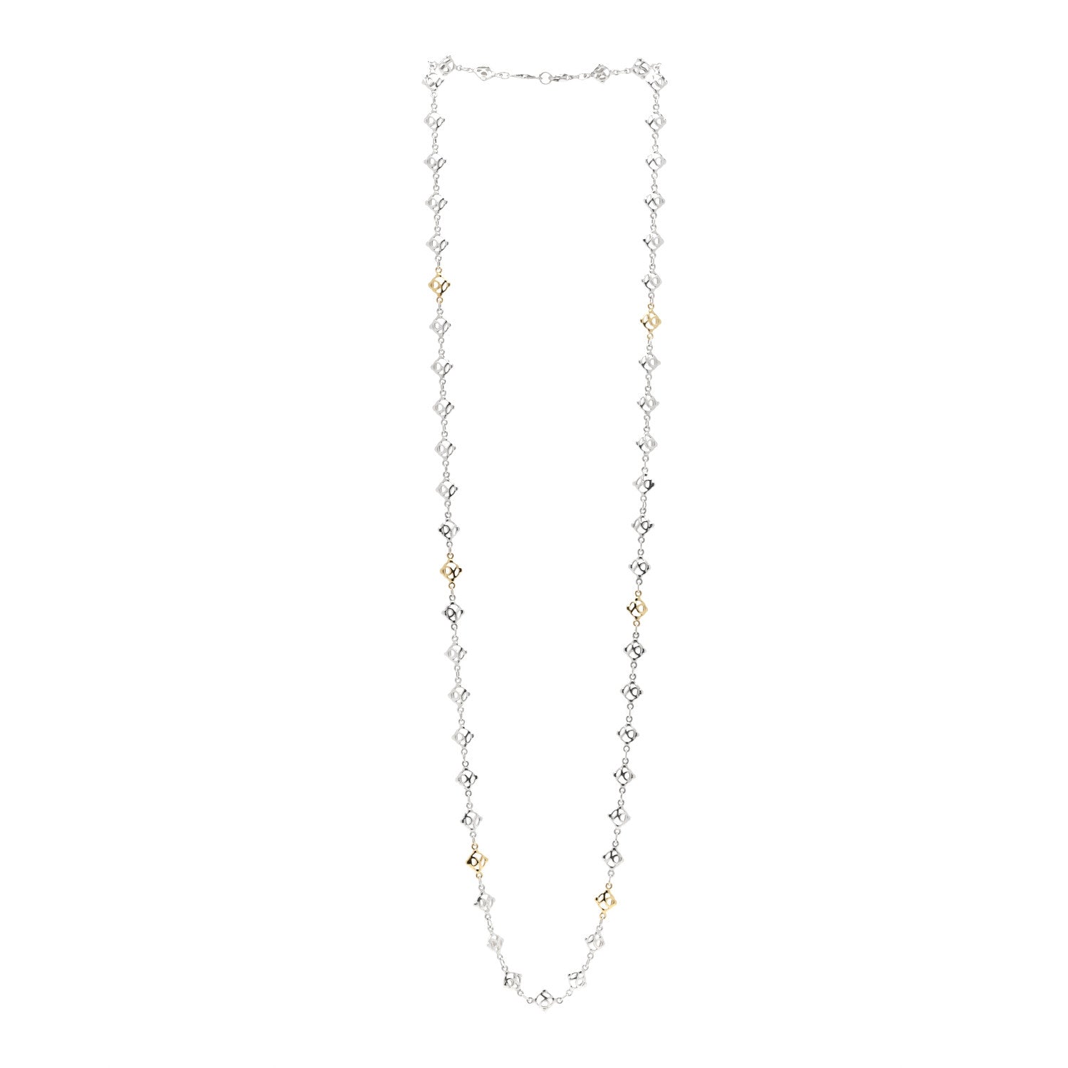 David Yurman Sterling Silver 18K Yellow Gold Logo Chain Necklace 2 of 3
