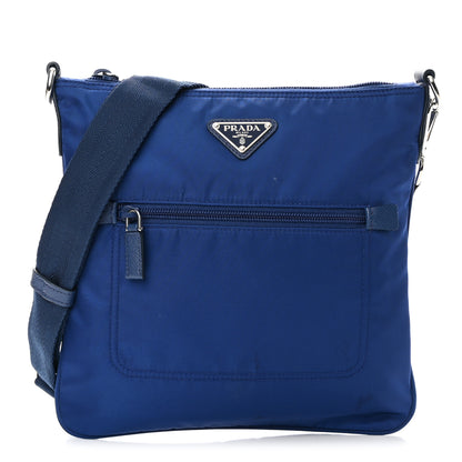 Prada Tessuto Nylon Saffiano Flat Messenger Bag Bluette 1 of 15