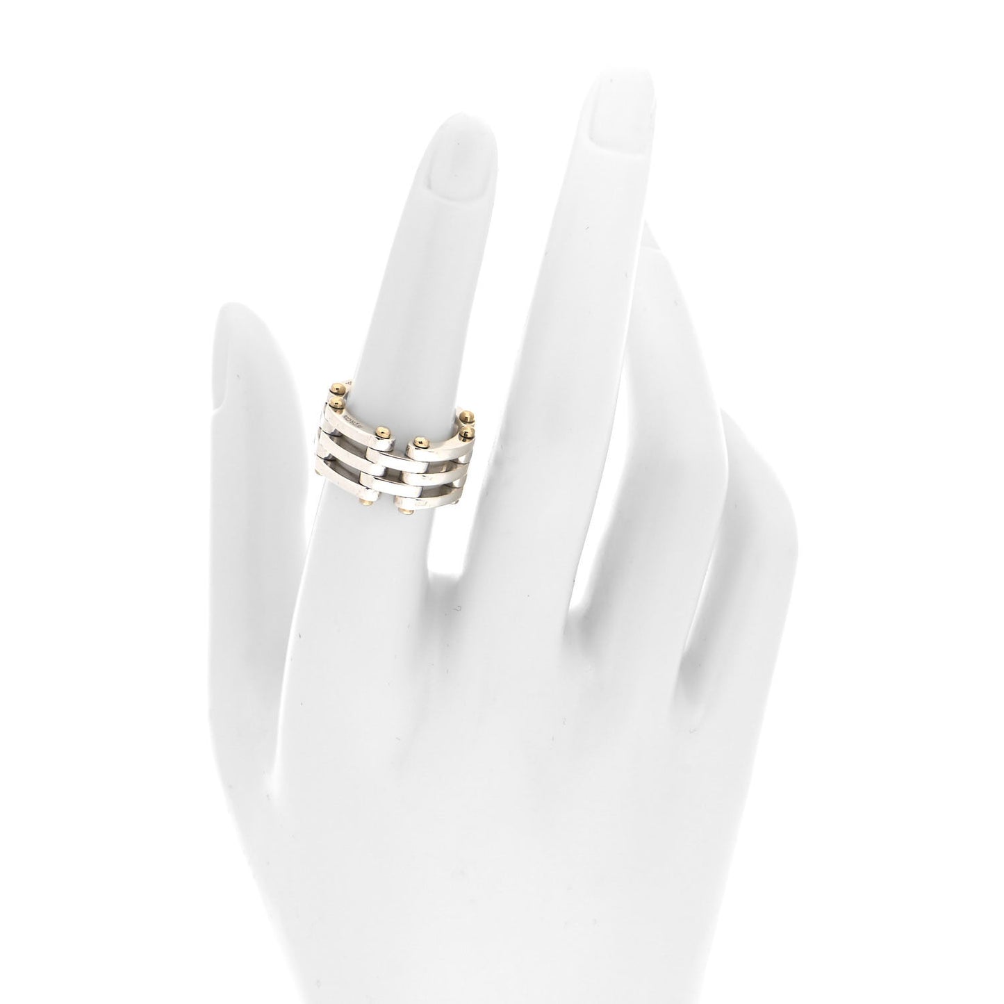 Sterling Silver 18K Yellow Gold Gatelink Ring 53 6.5