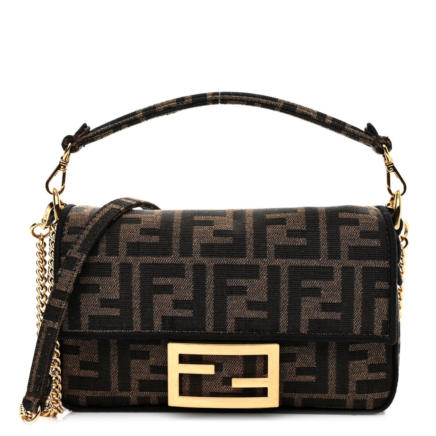 Fabric Jacquard FF 1974 Mini Baguette Tobacco Moro Black
