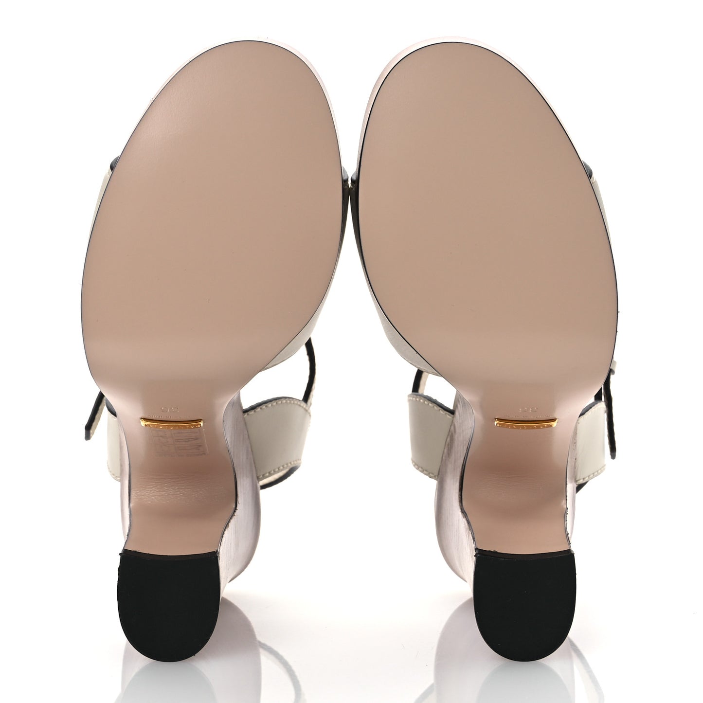 Cosmos Softy Calfskin Wooden Interlocking G Cut-Out 30/120mm Platform Sandals 36 Mystic White