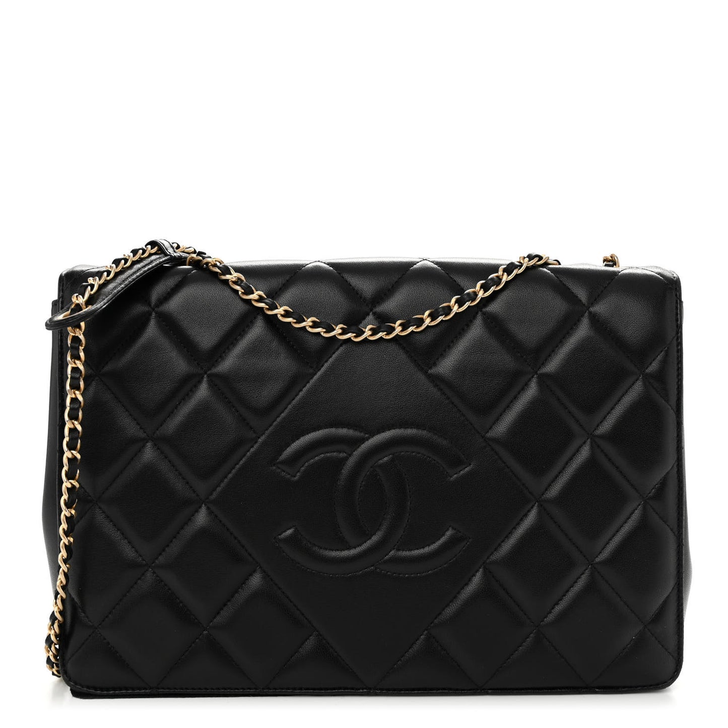 Lambskin Quilted Medium Diamond CC Flap Black