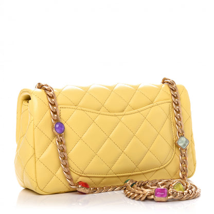 Chanel Lambskin Resin Quilted Mini Rectangular Pearl Samba Flap Yellow 3 of 9