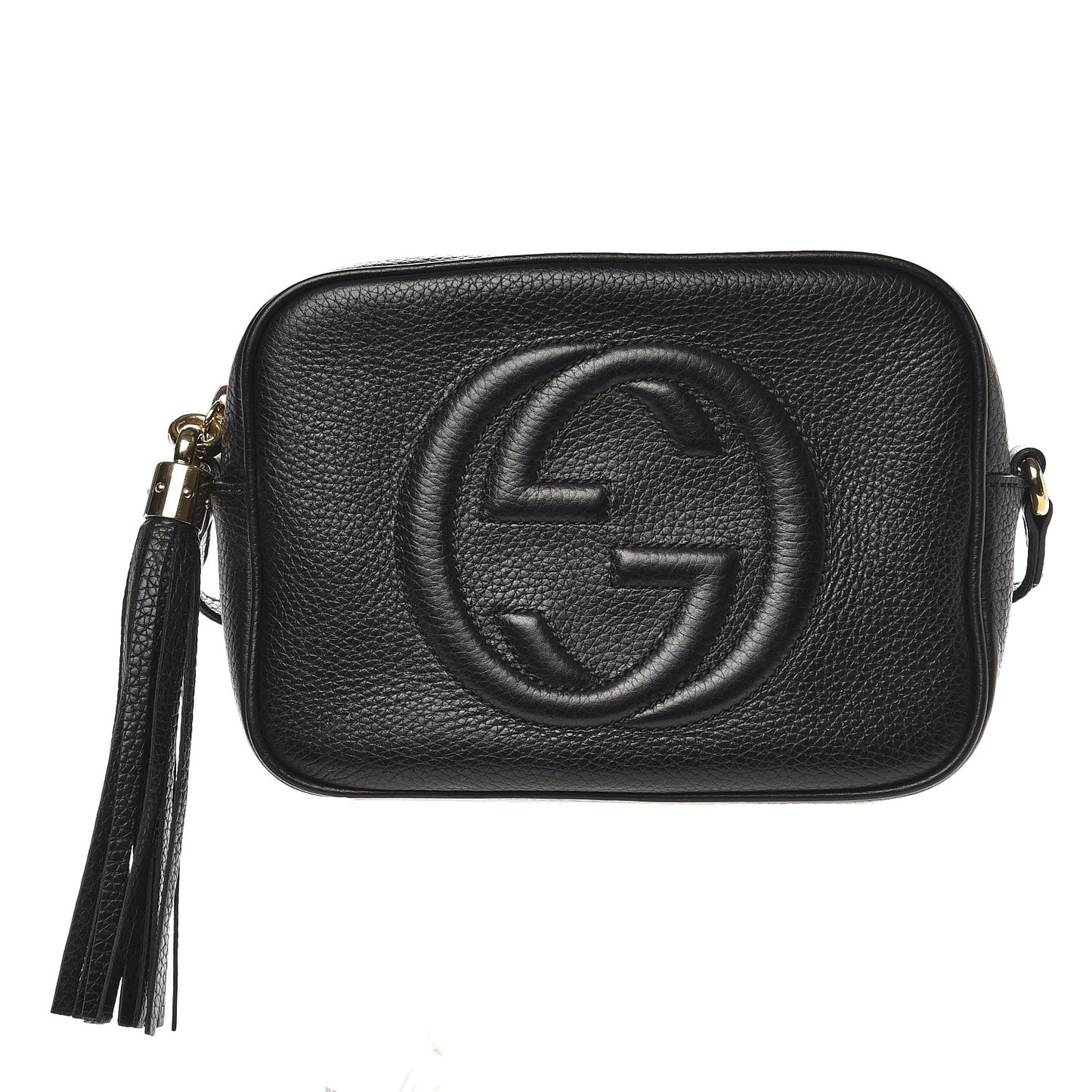Pebbled Calfskin Small Soho Disco Bag Black