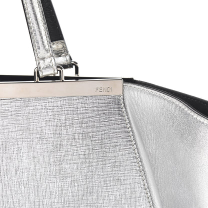 Fendi Vitello Elite Bi Color 3Jours Tote Argento Black 10 of 12
