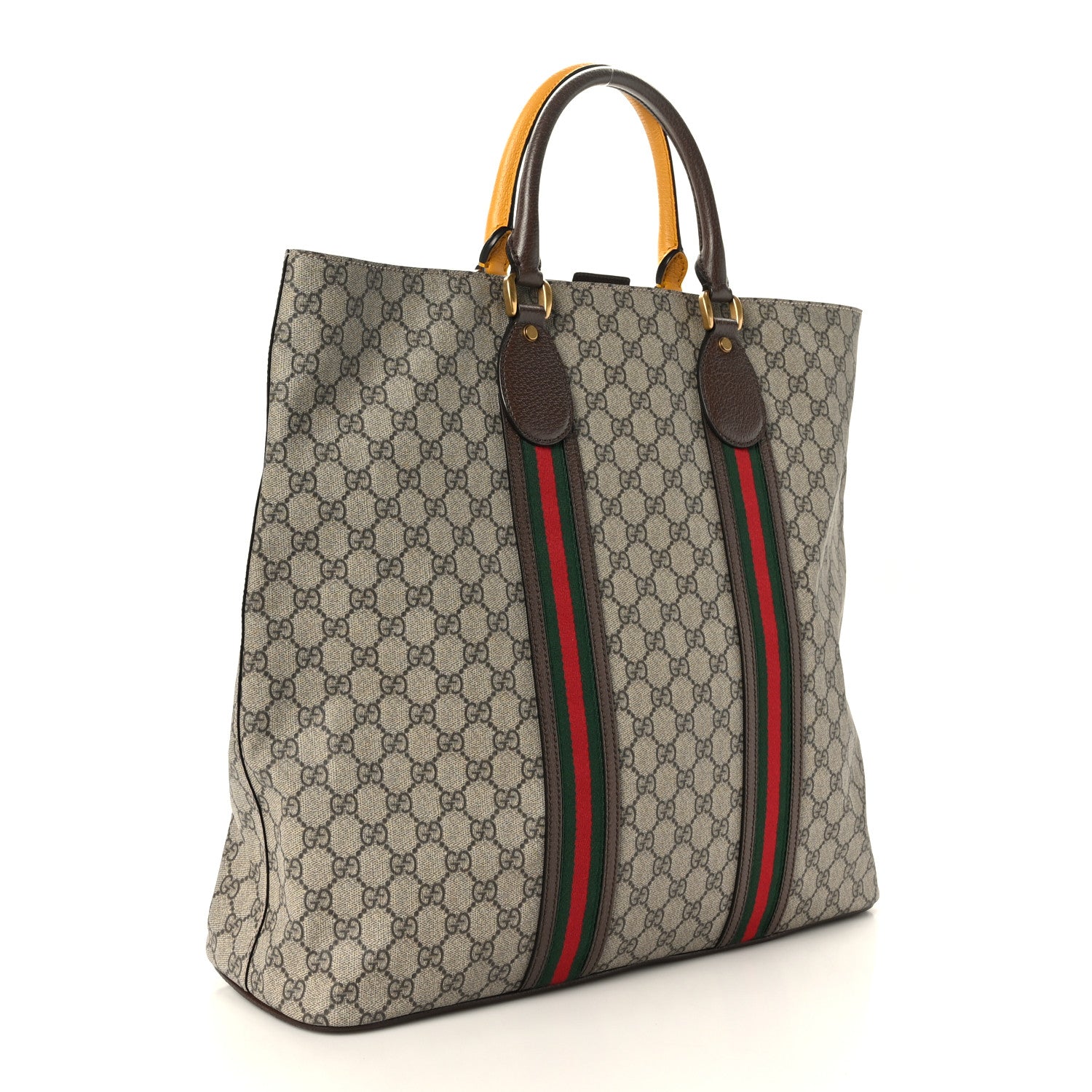 Gucci GG Supreme Monogram Web Neo Vintage Tote Beige New Acero Crop 3 of 9