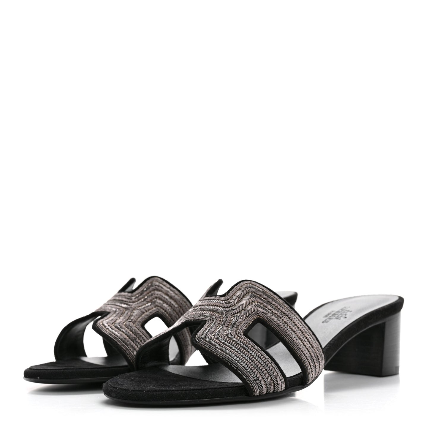 Chevre Velours Dabka Embroidered Oasis Sandals 37 Black