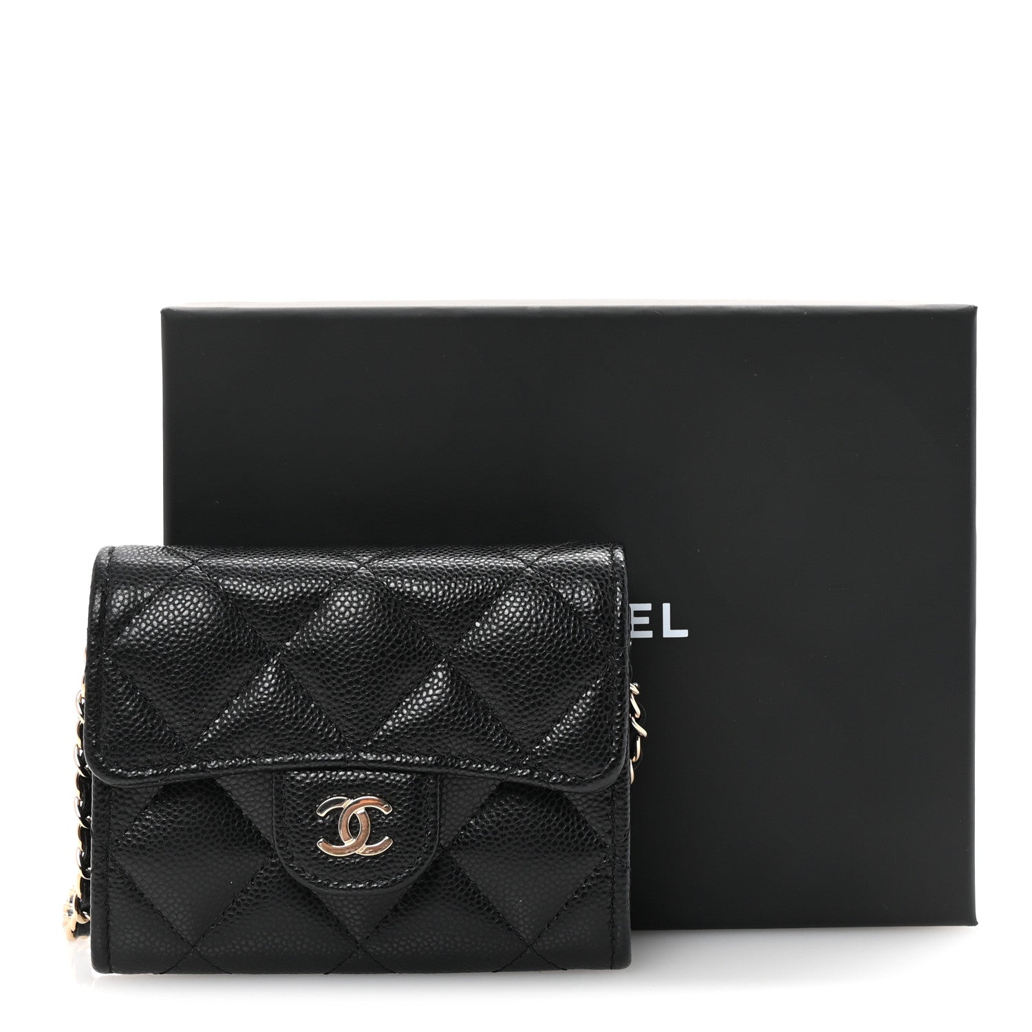 Chanel Caviar Quilted Flap Card Holder On Chain Black 12 of 12