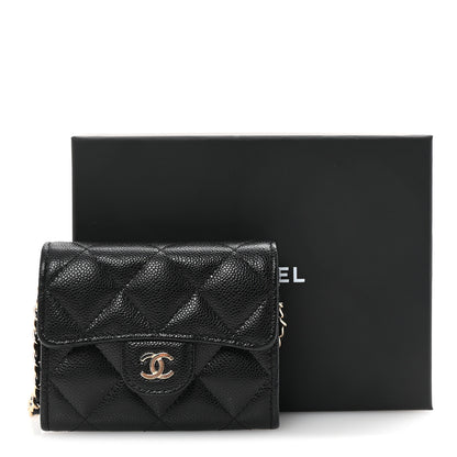 Chanel Caviar Quilted Flap Card Holder On Chain Black 12 of 12