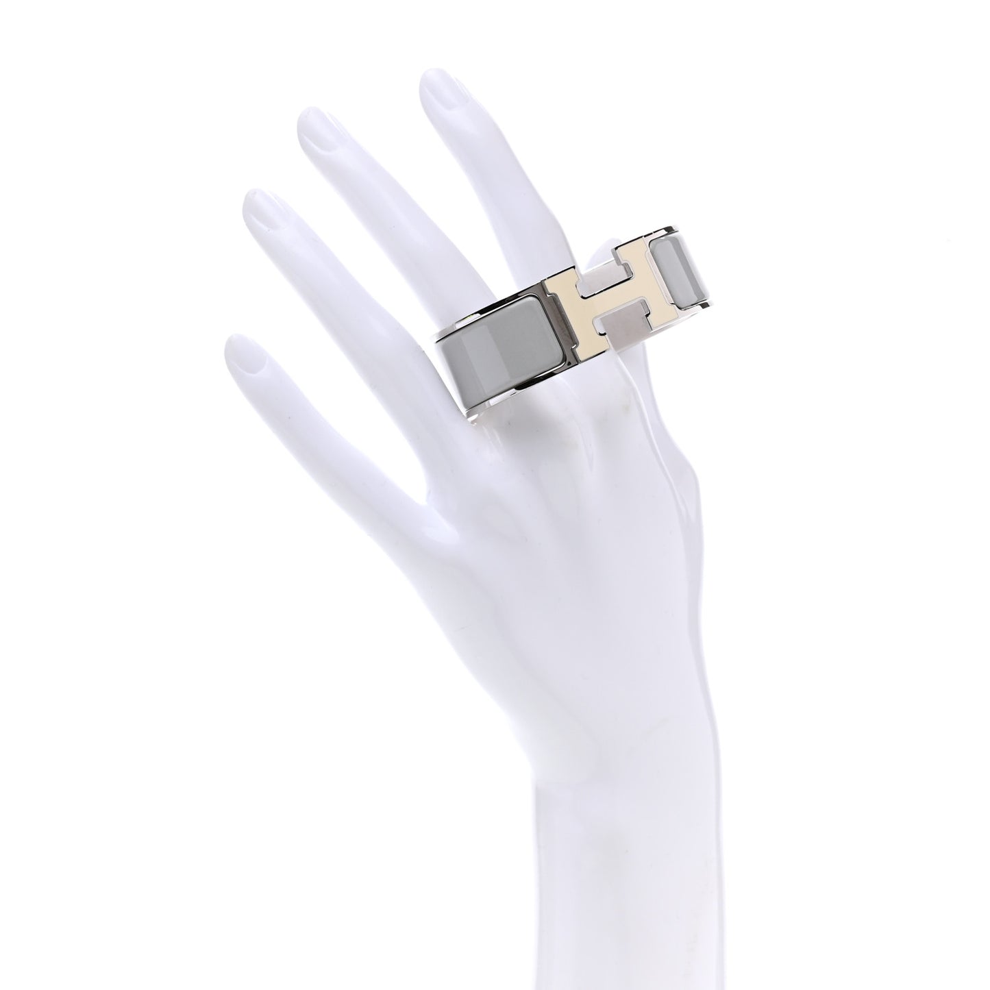 Enamel Wide Clic Clac H Bracelet PM Gris Clair White