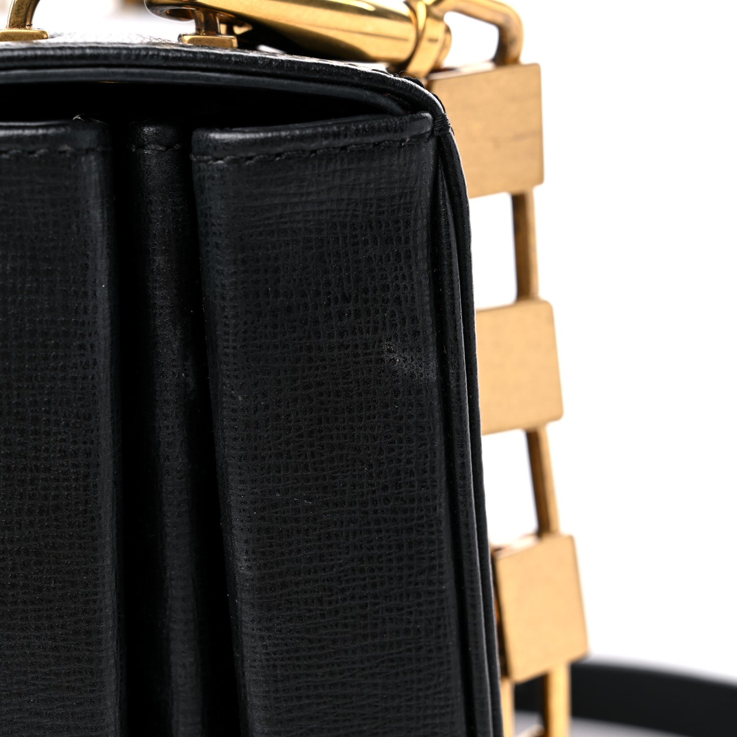 Grainy Calfskin Stud Sign Shoulder Bag Black