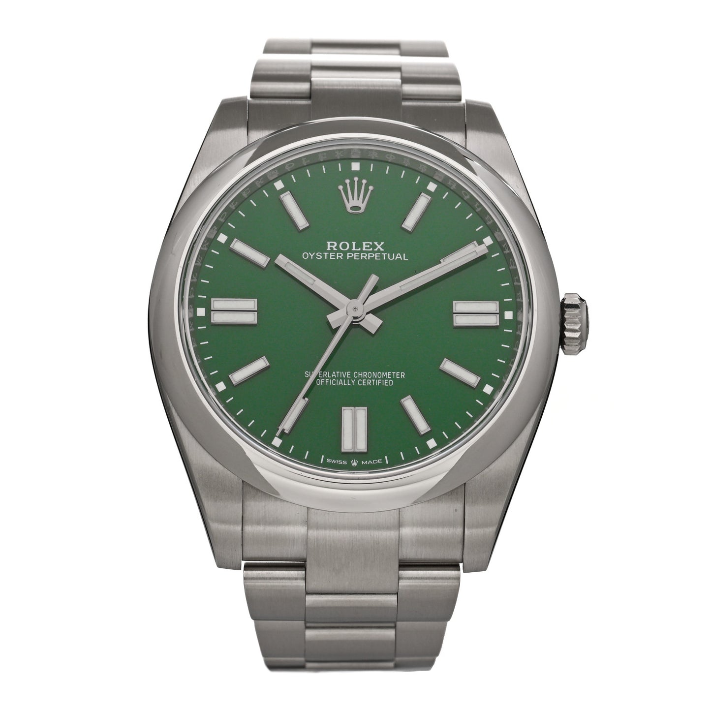 Stainless Steel 41mm Oyster Perpetual Watch Green 124300