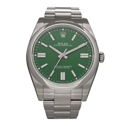 Rolex Stainless Steel 41mm Oyster Perpetual Watch Green 124300 1 of 5