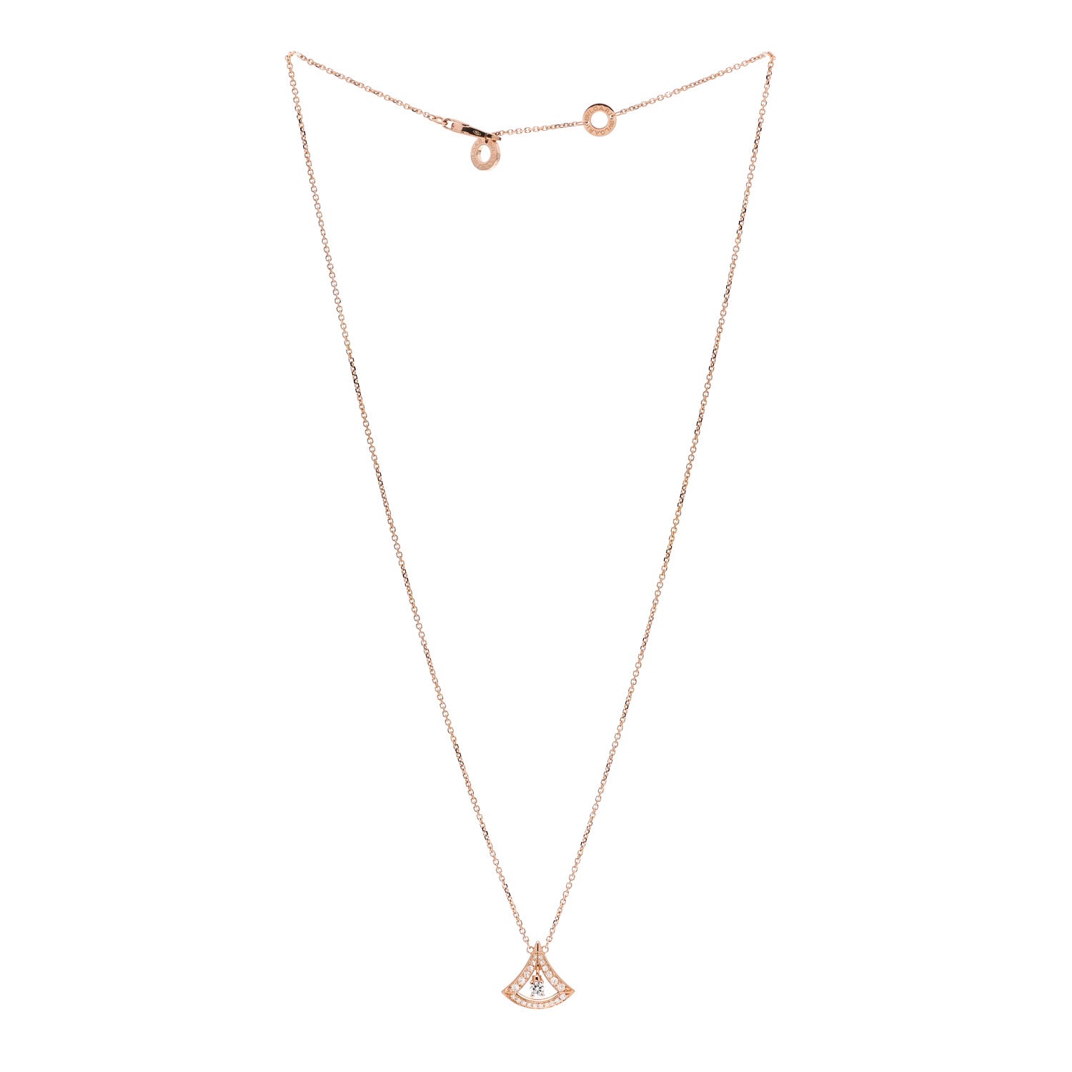 Bulgari 18K Rose Gold Diamond Divas' Dream Openwork Pave Pendant Necklace 3 of 7