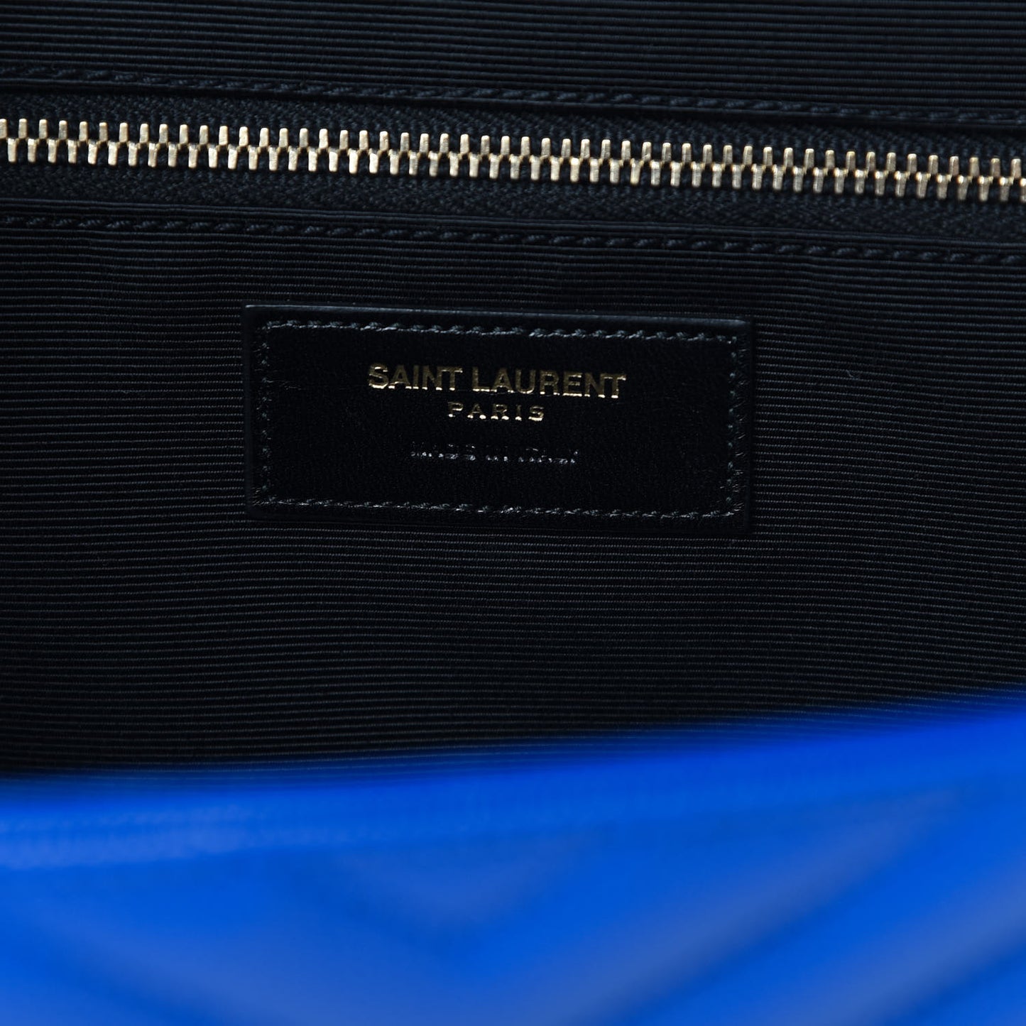 Grain De Poudre Matelasse Chevron Large Monogram Satchel Blue Majorelle
