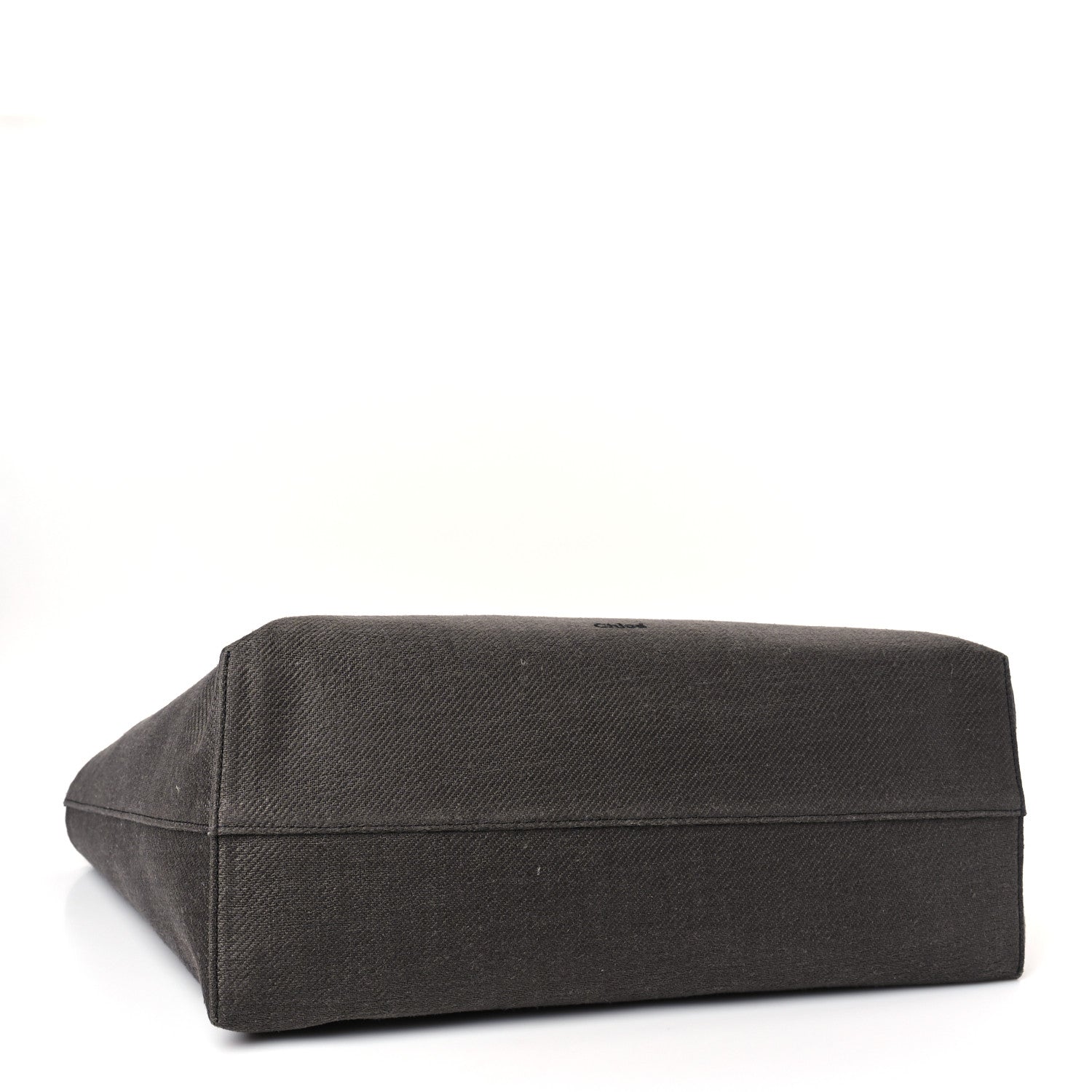 Chloe Linen Canvas Calfskin Large Marcie Tote Black Tan 4 of 9