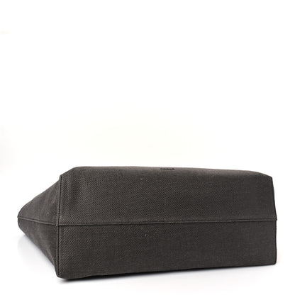 Chloe Linen Canvas Calfskin Large Marcie Tote Black Tan 4 of 9