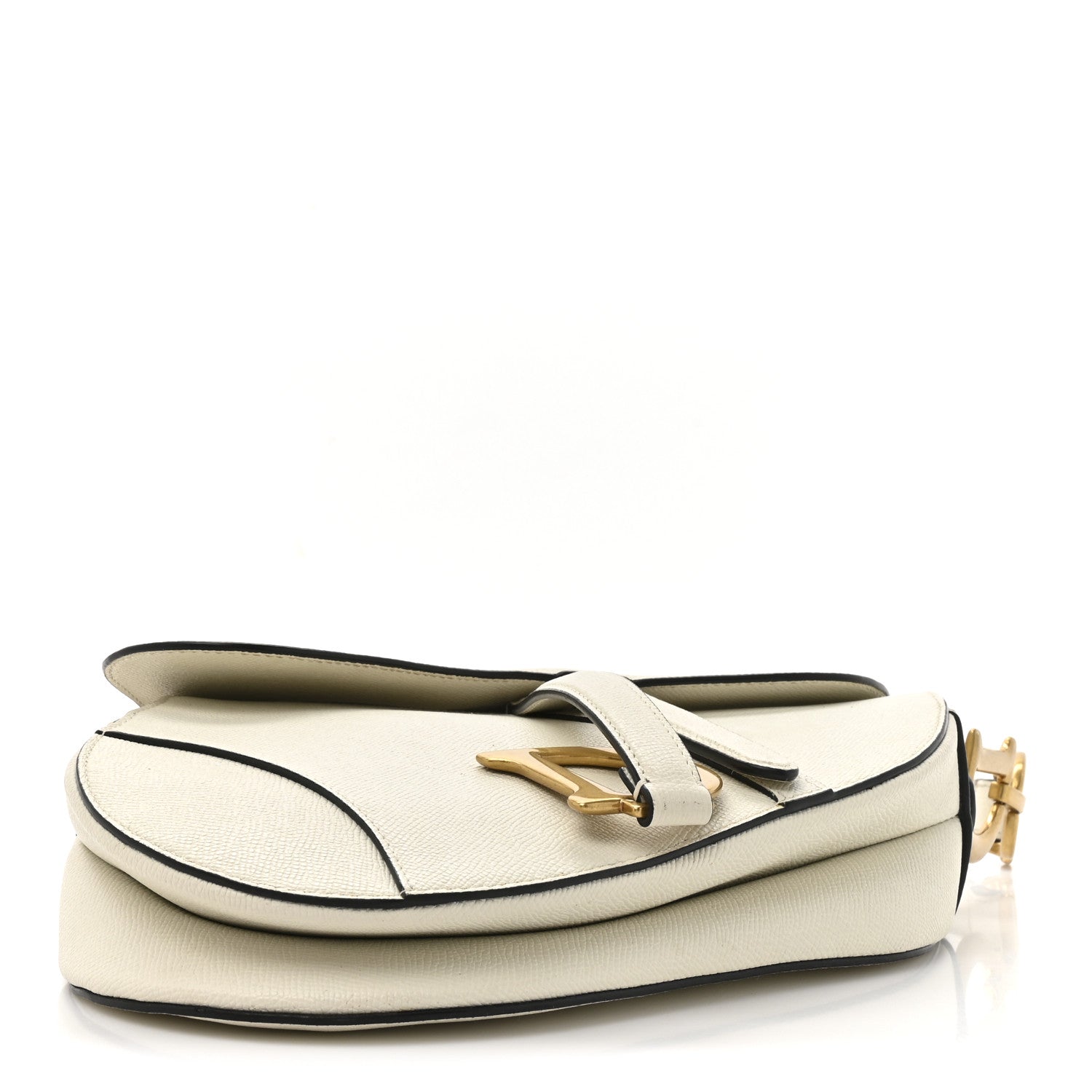 Christian Dior Grained Calfskin Saddle Bag With Strap Latte 4 of 17