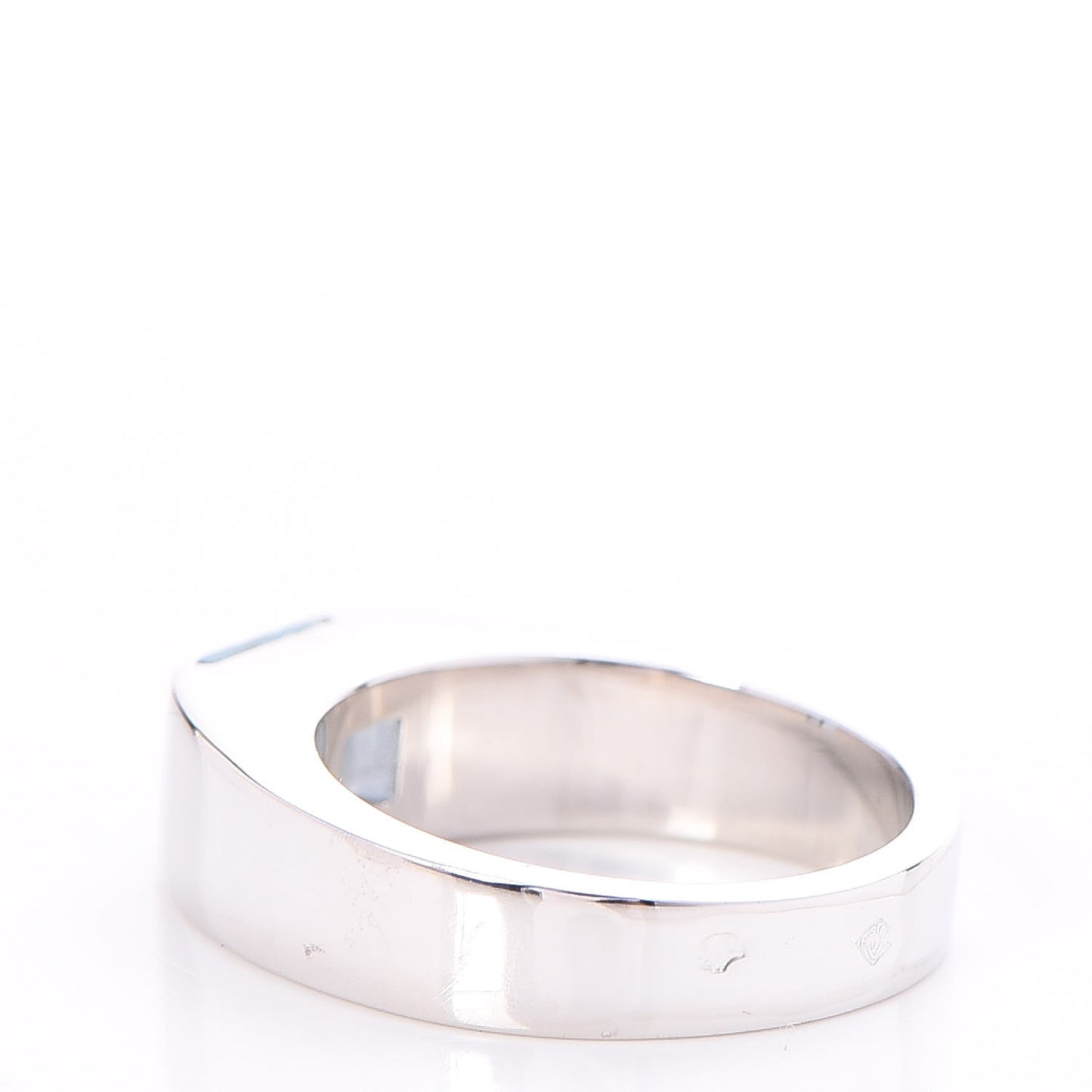 18K White Gold Aquamarine Tank Ring 50 52.5