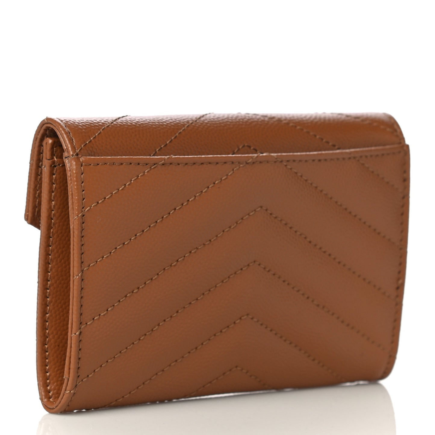 Grain De Poudre Matelasse Chevron Small Monogram Envelope Wallet Natural Dark